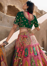 Load image into Gallery viewer, Green &amp; Pink Heavy Embroidery Banarasi Silk lehenga Choli
