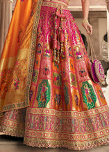 Load image into Gallery viewer, Pink &amp; Orange Heavy Embroidery Banarasi Silk lehenga Choli