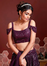 Load image into Gallery viewer, Irish Purple Soft Net Lehenga Choli with Sequins work