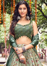 Load image into Gallery viewer, Shades Of Green Ready to Wear Designer Silk Lehenga Choli