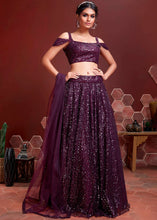 Load image into Gallery viewer, Irish Purple Soft Net Lehenga Choli with Sequins work