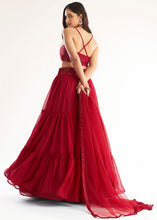 Load image into Gallery viewer, Carmine Red Ready to Wear Designer Georgette Lehenga Choli