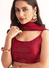 Load image into Gallery viewer, Carmine Red Ready to Wear Designer Georgette Lehenga Choli
