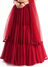 Load image into Gallery viewer, Carmine Red Ready to Wear Designer Georgette Lehenga Choli