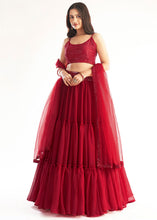 Load image into Gallery viewer, Carmine Red Ready to Wear Designer Georgette Lehenga Choli