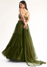 Cargar imagen en el visor de la galería, Army Green Ready to Wear Designer Georgette Lehenga Choli