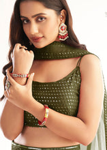 Cargar imagen en el visor de la galería, Army Green Ready to Wear Designer Georgette Lehenga Choli