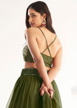 Cargar imagen en el visor de la galería, Army Green Ready to Wear Designer Georgette Lehenga Choli