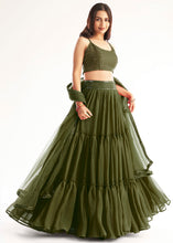 Cargar imagen en el visor de la galería, Army Green Ready to Wear Designer Georgette Lehenga Choli