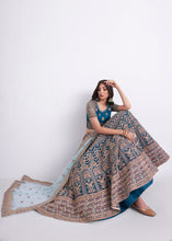 Load image into Gallery viewer, Egyptian Blue Net Lehenga Choli with Cording,Thread,Sequins &amp; Zarkan work