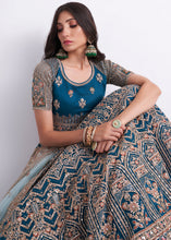 Load image into Gallery viewer, Egyptian Blue Net Lehenga Choli with Cording,Thread,Sequins &amp; Zarkan work