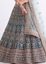Load image into Gallery viewer, Egyptian Blue Net Lehenga Choli with Cording,Thread,Sequins &amp; Zarkan work