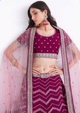 Load image into Gallery viewer, Jam Purple Georgette Lehenga Choli with Cording,Thread,Sequins &amp; Zarkan work