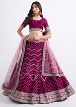 Load image into Gallery viewer, Jam Purple Georgette Lehenga Choli with Cording,Thread,Sequins &amp; Zarkan work