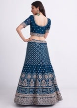 Load image into Gallery viewer, Shades Of Blue Georgette Lehenga Choli with Cording,Thread,Sequins &amp; Zarkan work