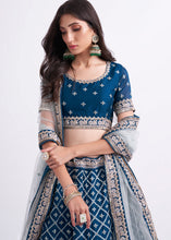 Load image into Gallery viewer, Shades Of Blue Georgette Lehenga Choli with Cording,Thread,Sequins &amp; Zarkan work