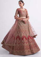 Load image into Gallery viewer, Shaded Rust Red Silk Lehenga Choli with Cording,Thread,Sequins &amp; Zarkan work
