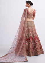 Load image into Gallery viewer, Shaded Rust Red Silk Lehenga Choli with Cording,Thread,Sequins &amp; Zarkan work