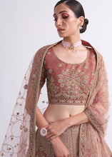 Load image into Gallery viewer, Shaded Rust Red Silk Lehenga Choli with Cording,Thread,Sequins &amp; Zarkan work