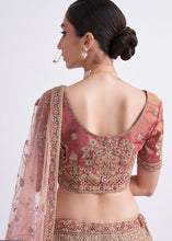 Load image into Gallery viewer, Shaded Rust Red Silk Lehenga Choli with Cording,Thread,Sequins &amp; Zarkan work