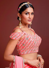 Load image into Gallery viewer, Shades Of Pink leheriya Printed Organza Silk Lehenga Choli with Zari &amp; Sequins work