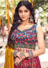 Load image into Gallery viewer, Pink &amp; Blue Ready to Wear Designer Silk Lehenga Choli