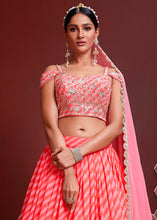 Load image into Gallery viewer, Shades Of Pink leheriya Printed Organza Silk Lehenga Choli with Zari &amp; Sequins work