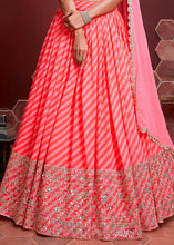 Load image into Gallery viewer, Shades Of Pink leheriya Printed Organza Silk Lehenga Choli with Zari &amp; Sequins work
