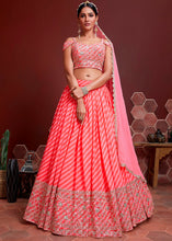 Load image into Gallery viewer, Shades Of Pink leheriya Printed Organza Silk Lehenga Choli with Zari &amp; Sequins work