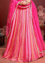 Load image into Gallery viewer, Peony Pink Bandhani Printed Chinon Silk Lehenga Choli with Embroidery &amp; Mirror work