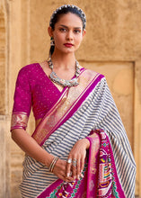 Load image into Gallery viewer, Magenta Purple Designer Patola Silk Saree with Zari Border &amp; Stone work