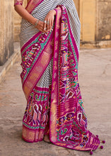Load image into Gallery viewer, Magenta Purple Designer Patola Silk Saree with Zari Border &amp; Stone work