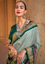 Load image into Gallery viewer, Dark Green Designer Patola Silk Saree with Zari Border &amp; Stone work(Pre-Order)