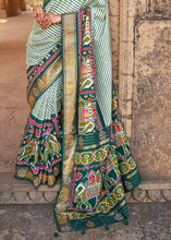 Load image into Gallery viewer, Dark Green Designer Patola Silk Saree with Zari Border &amp; Stone work(Pre-Order)