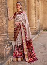 Load image into Gallery viewer, Mahogany Red Designer Patola Silk Saree with Zari Border &amp; Stone work(Pre-Order)