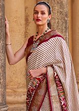 Load image into Gallery viewer, Mahogany Red Designer Patola Silk Saree with Zari Border &amp; Stone work(Pre-Order)