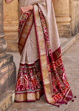 Load image into Gallery viewer, Mahogany Red Designer Patola Silk Saree with Zari Border &amp; Stone work(Pre-Order)