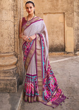 Load image into Gallery viewer, Tyrian Purple Designer Patola Silk Saree with Zari Border &amp; Stone work