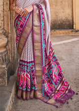 Load image into Gallery viewer, Tyrian Purple Designer Patola Silk Saree with Zari Border &amp; Stone work