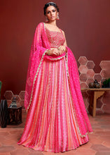 Load image into Gallery viewer, Peony Pink Bandhani Printed Chinon Silk Lehenga Choli with Embroidery &amp; Mirror work