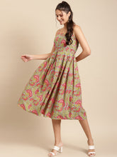 Load image into Gallery viewer, Strappy Box pleate Midi dress with front buttons