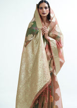 Cargar imagen en el visor de la galería, Light Brown Designer Woven Organza Silk Saree