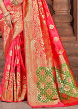 Laden Sie das Bild in den Galerie-Viewer, Peach Pink Zari Woven Soft Silk Saree with overall Butti work