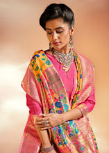 Load image into Gallery viewer, Saffron Yellow Woven Banarasi Paithani Silk Saree