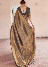 Load image into Gallery viewer, Cedar Brown Handloom Weave Kanjivaram Silk Saree with Swaroski work