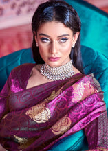 Cargar imagen en el visor de la galería, Lollipop Purple Satin Silk Saree with overall Golden Butti