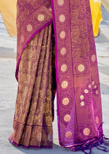 Carica l&#39;immagine nel visualizzatore Galleria,Wine Purple Soft Silk Woven Kanjivaram Saree : Special Edition