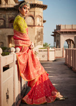 Load image into Gallery viewer, Persian Red Woven Banarasi Silk Saree with Embroidered Blouse