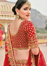 Load image into Gallery viewer, Crimson Red Banarasi Silk Lehenga Choli with Heavy Embroidery Work