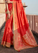 Load image into Gallery viewer, Persian Red Woven Banarasi Silk Saree with Embroidered Blouse